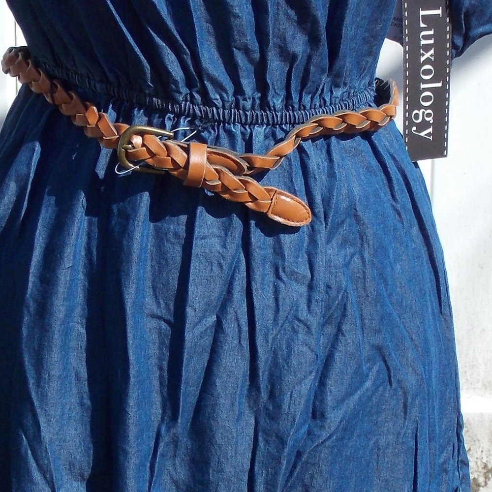 Peasant Off Shoulder Denim Dress Brand New - Picture 2 of 7